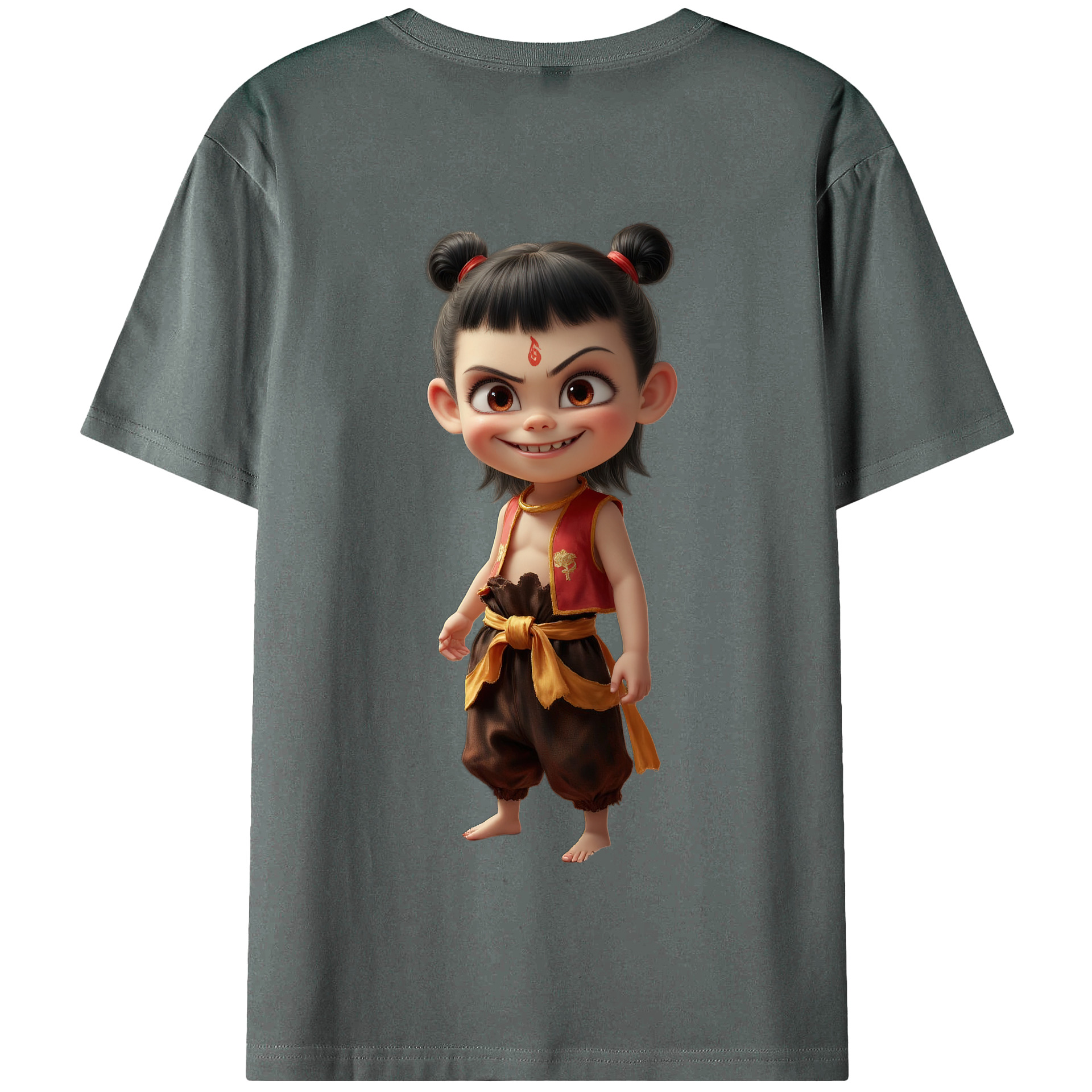 （画像用） Ne Zha 2 ナタ 魔童の大暴れ 綿100％半袖Tシャツ（背面プリント）